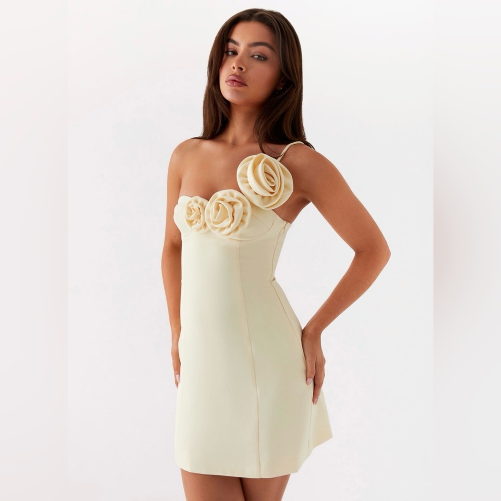 New Yellow Mini Rose Dress